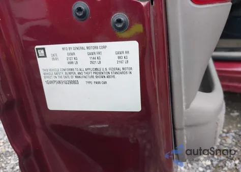 2001 Buick Lesabre Custom from USA, damaged, VIN 1G4HP54K91U290803